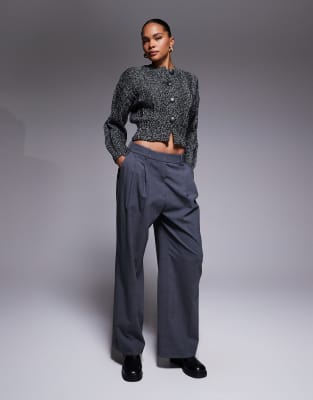 River Island Speckled Knit Cardigan In Black