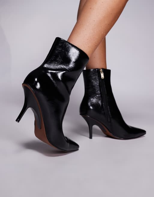River Island – Spitze Stiefeletten in Schwarz mit Absatz, 3 von 4