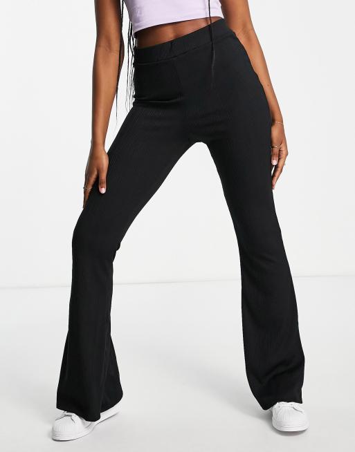 River Island split back flared trousers in black