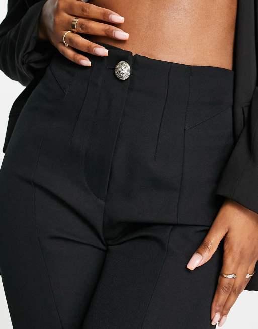 River Island split front cigarette trouser in black