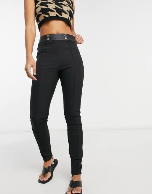 River Island split hem skinny pants in black