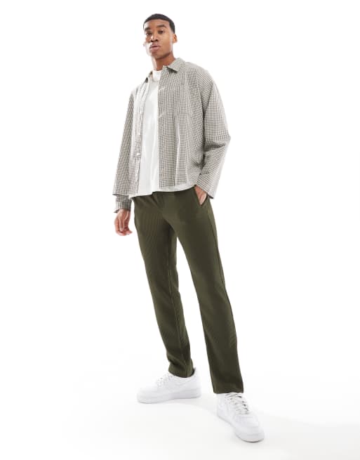 River Island – Spodnie z zakładkami w kolorze khaki