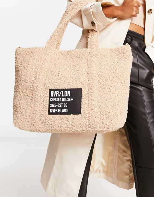 River Island weave shopper bag in beige, ASOS