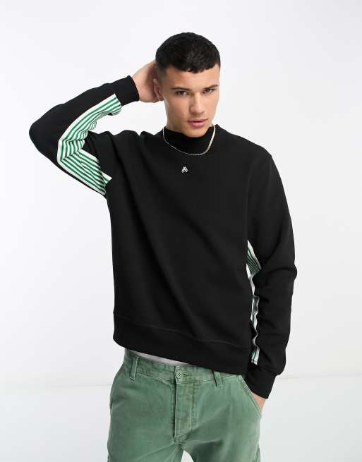 River Island sporty crew neck taped sweatshirt in black ASOS