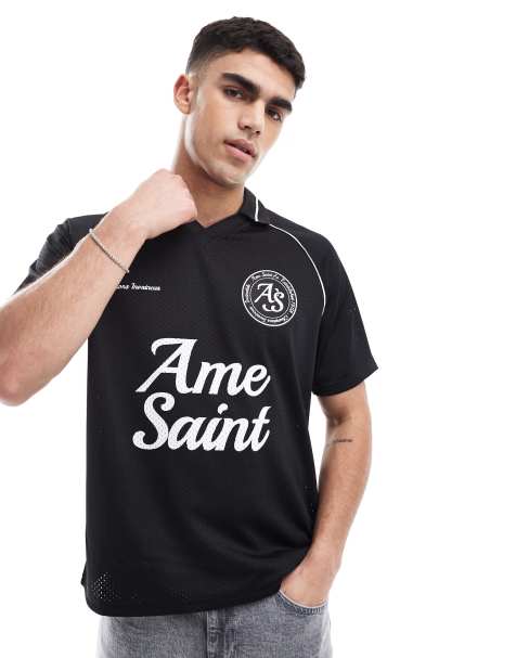 River Island sporty polo top in black - view 1
