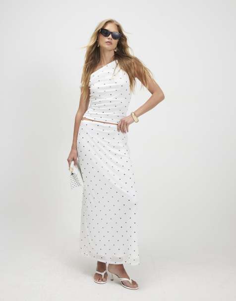 River Island Spot print mesh co-ord in white - view 1
