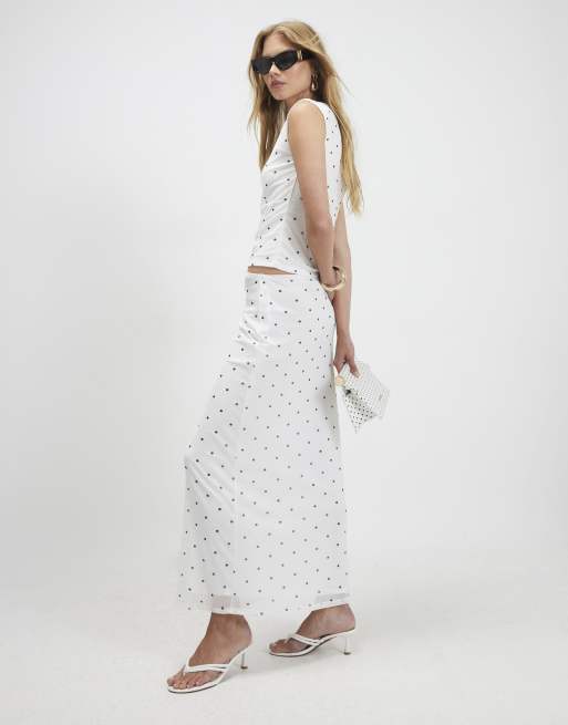 River Island Spot print mesh co-ord in white, 3 of 3