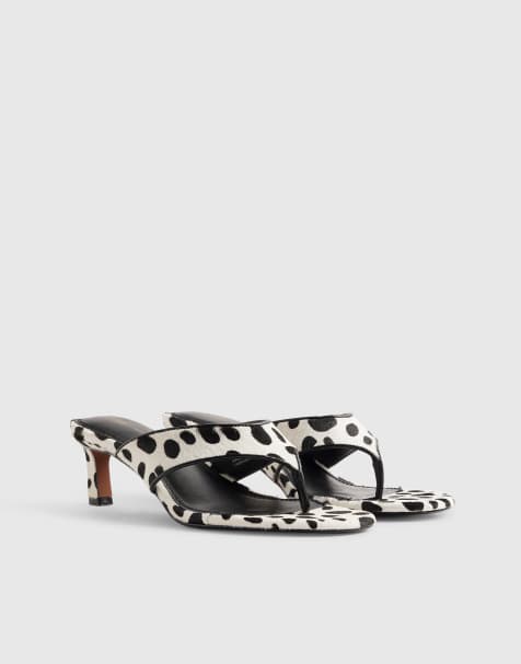 River Island Spot print toe thong mule sandals in white - view 1