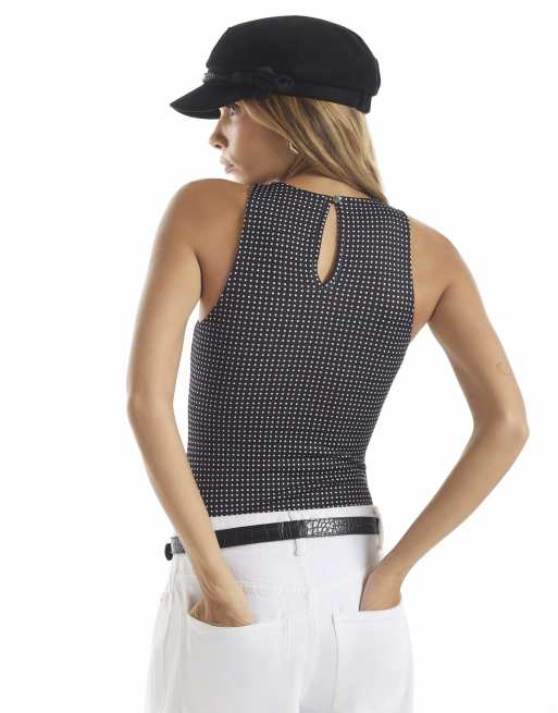 River Island Spot racer bodysuit in black, 4 of 4
