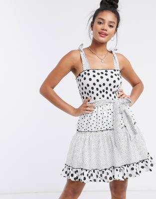 river island white spot dress