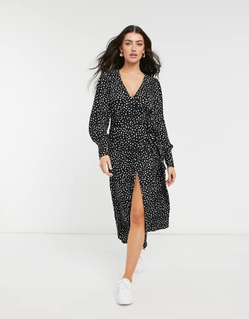 Spotted store wrap dress