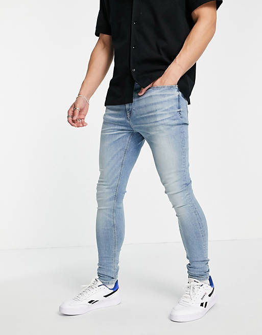 River Island spray on jeans in light blue