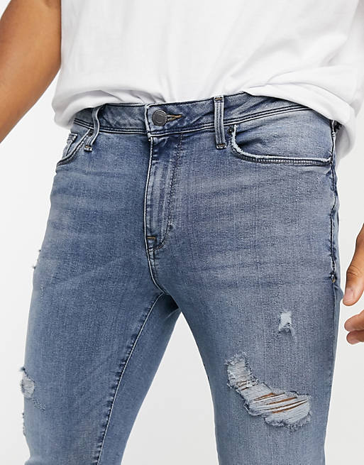  River Island spray on jeans in mid blue 