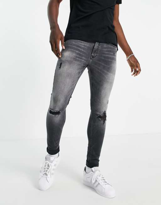 River Island – Spray-on-Jeans mit Rissen in verwaschenem Schwarz , 2 von 4