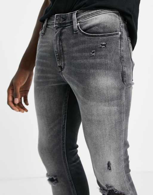 River Island – Spray-on-Jeans mit Rissen in verwaschenem Schwarz , 4 von 4
