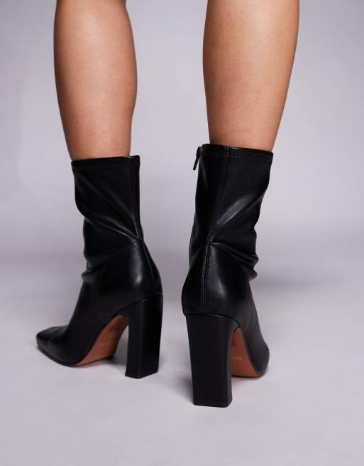 River Island square heel stretch boot in black, 3 of 4