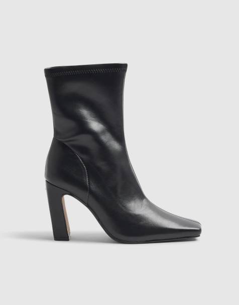 River Island Square heel stretch boots in black - view 1