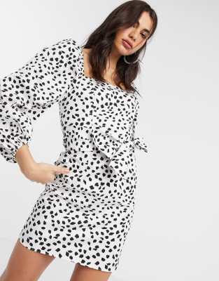 river island white polka dot dress