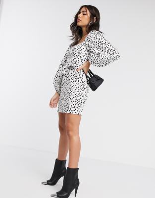 river island black and white polka dot dress