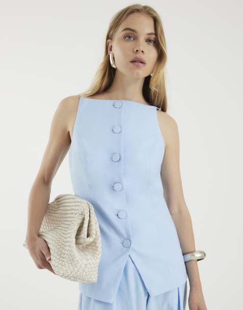 River Island Square neck strappy waistcoat in blue - light - view 1