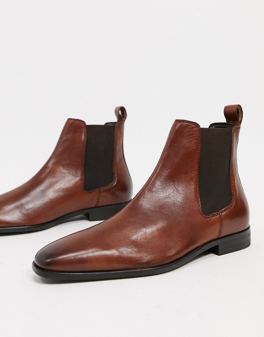 River Island square toe chelsea boot in brown