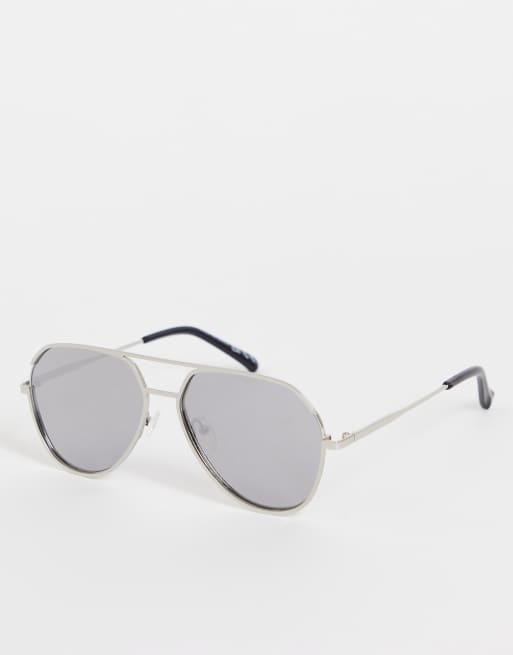 River Island – Srebrne lustrzane okulary przeciwsłoneczne typu aviator