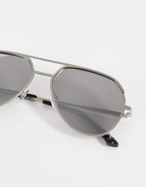 River Island – Srebrne lustrzane okulary przeciwsłoneczne typu aviator, 3 z 4