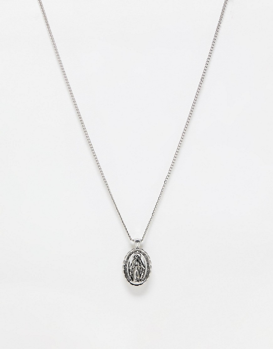 River Island St Mary Necklace In Gunmetal-Silver