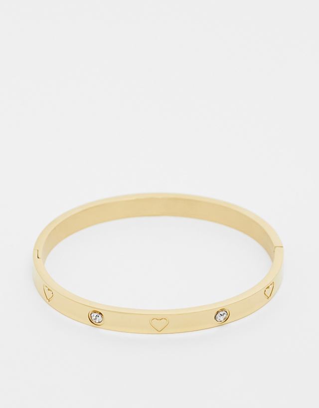 River Island stainless steel heart bangle in gold