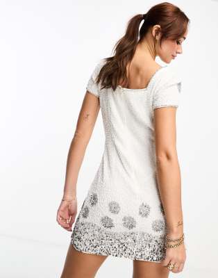river island white beaded dress River Island star sequin mini dress in white