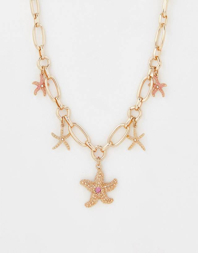 River Island starfish necklace in gold tone