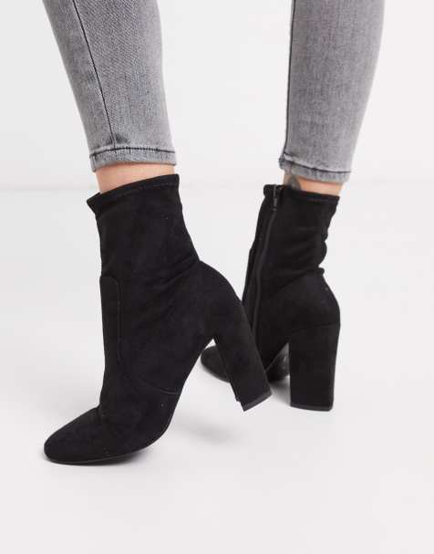 River Island – Stiefel aus Wildlederimitat in Schwarz