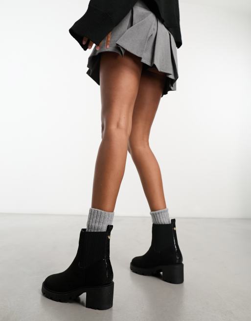 River Island – Stiefel in Schwarz mit Blockabsatz