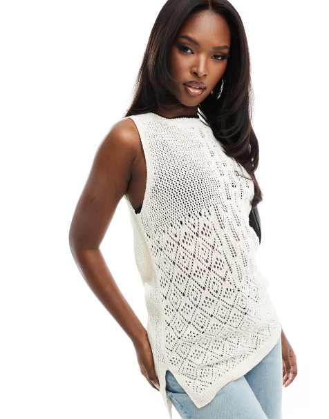 River Island stitch top in cream - view 1