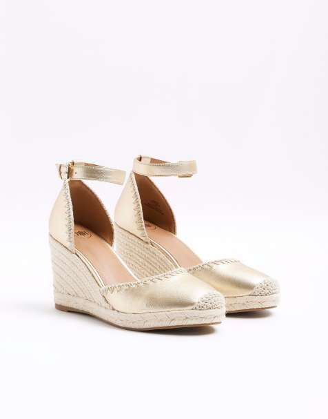 Asos hot sale gold wedges