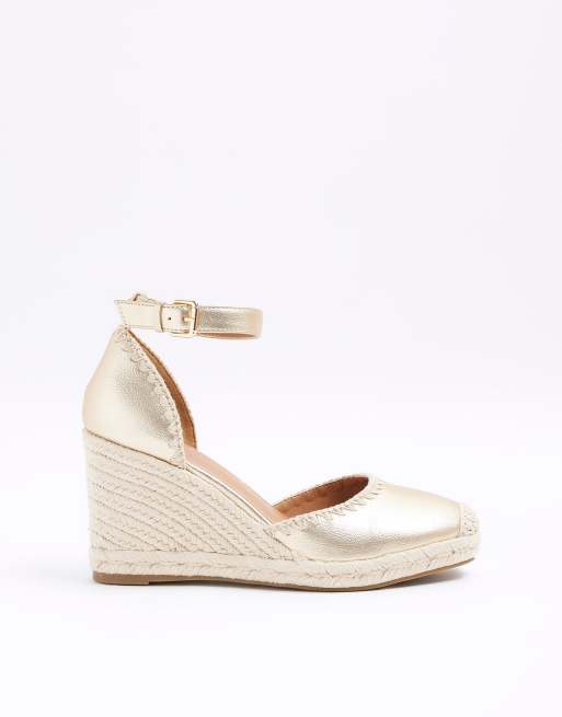 River island sale gold wedges