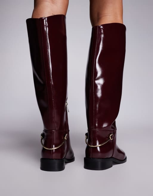 River Island - Stivali al ginocchio rossi stile equitazione, 4 di 4