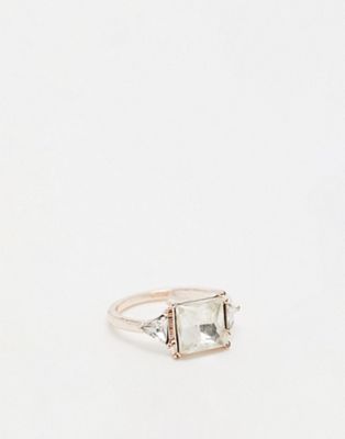 River Island stone cocktail ring in rose gold