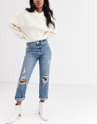 trashed mom jeans