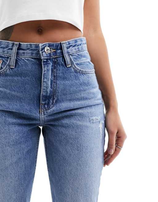 Isla Ripped Wide Leg Jeans - Blue / S