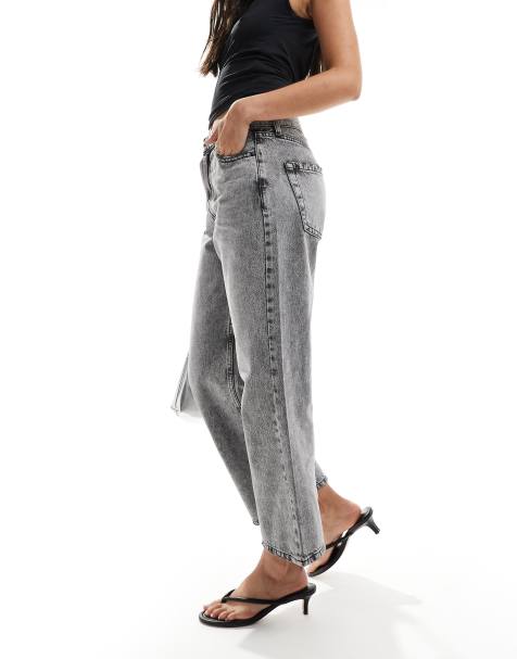 River Island straight crop jean in dark grey - view 1