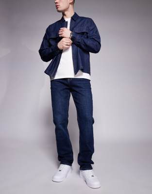 River Island straight fit jeans in darkwash blue-Navy
