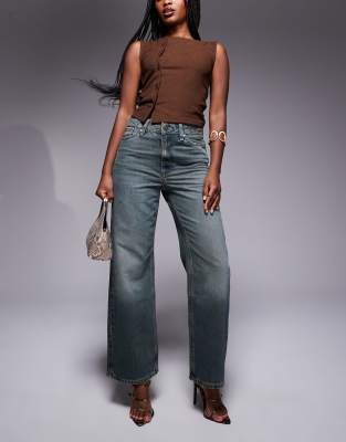 Thumbnail - River Island - Straight Jeans in verwaschenem Dunkelblau mit lockerem Schnitt