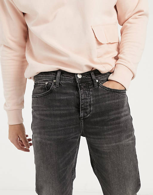  River Island straight jeans in washed black 