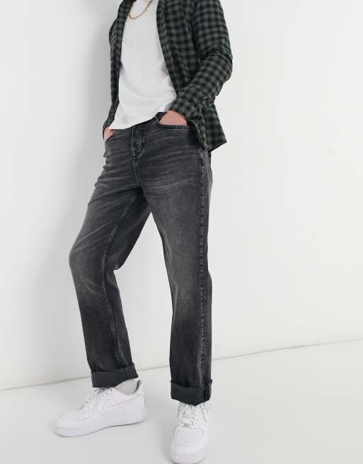 River Island straight jeans in washed black