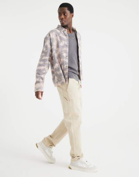 River Island Straight leg carpenter jeans in stone - light - view 1