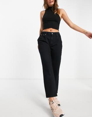 River Island straight leg jeans in black | ASOS