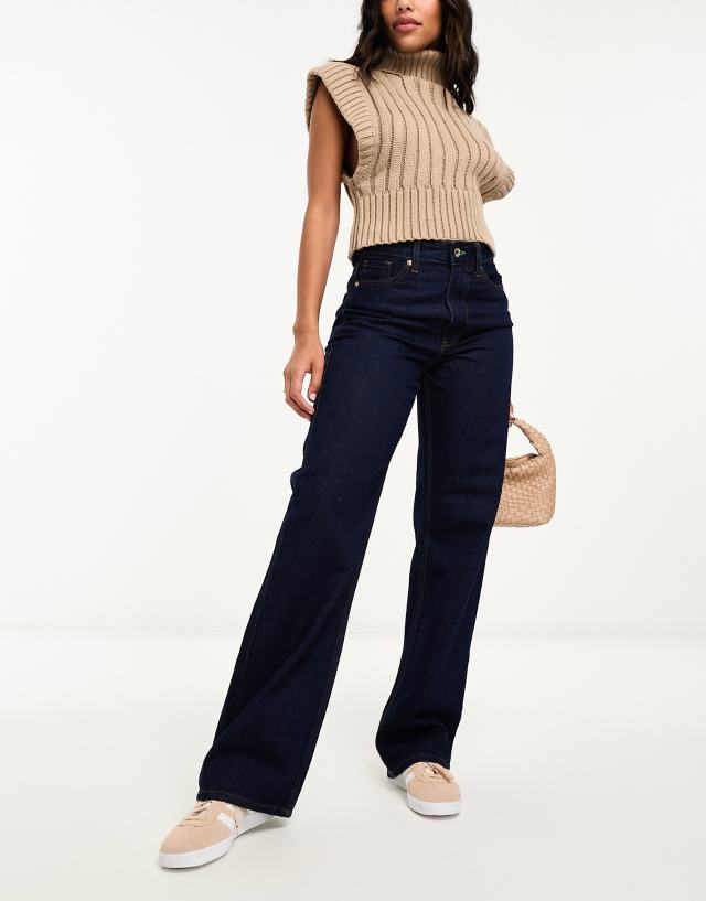 River Island - straight leg jeans in dark wash blue