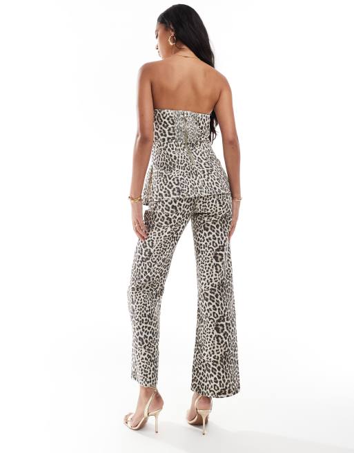 River Island straight leg jeans in leopard print (part of a set), 3 of 5