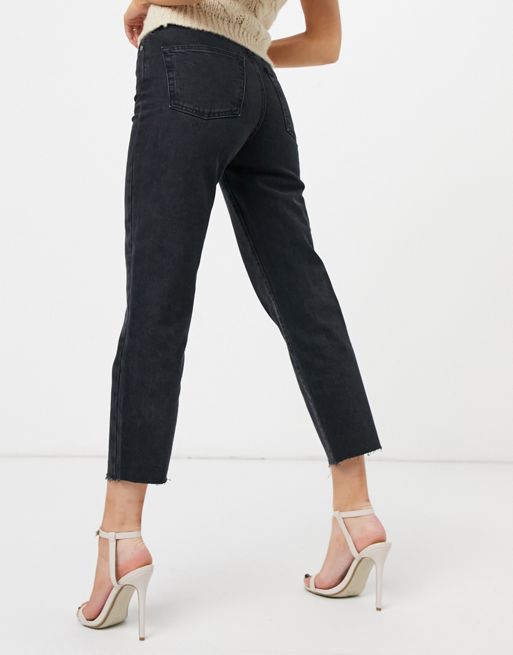 River Island straight leg jeans in washed black